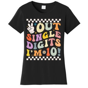 Peace Out Single Digits Retro Groovy 0th Birthday Women's T-Shirt