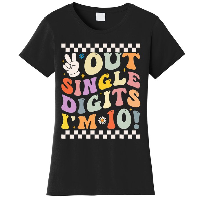 Peace Out Single Digits Retro Groovy 0th Birthday Women's T-Shirt