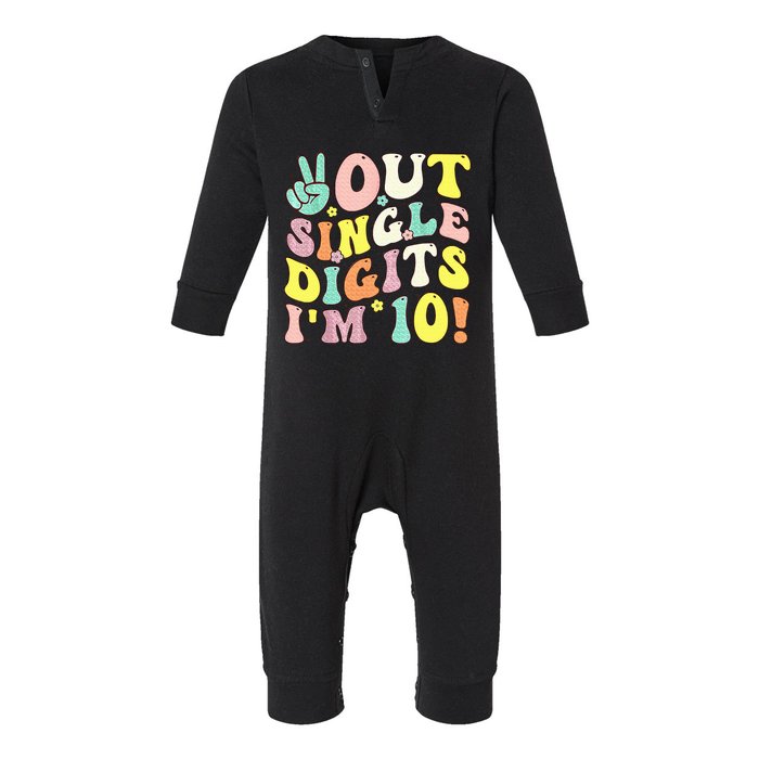 Peace Out Single Digits IM 10 Retro Retro Groovy Birthday Infant Fleece One Piece