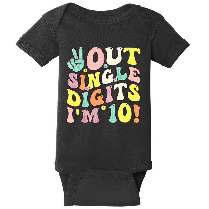 Peace Out Single Digits IM 10 Retro Retro Groovy Birthday Baby Bodysuit