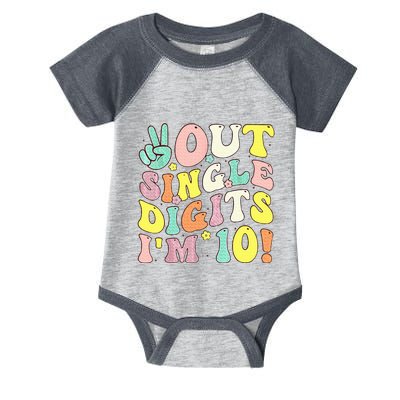 Peace Out Single Digits IM 10 Retro Retro Groovy Birthday Infant Baby Jersey Bodysuit