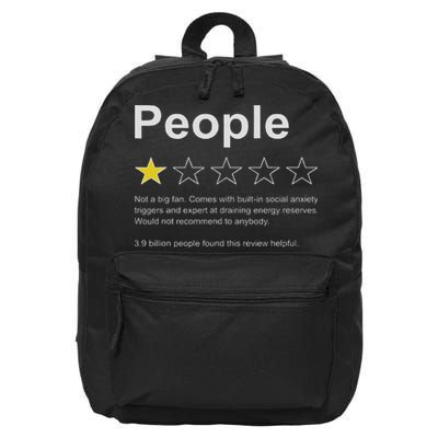 People One Star Rating Would Not Recommend Funny Introverts 16 in Basic Backpack