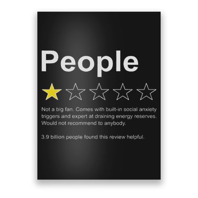 People One Star Rating Would Not Recommend Funny Introverts Poster