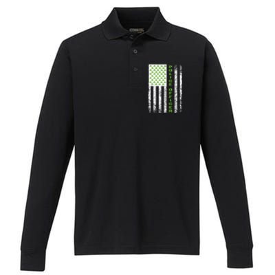 Police Officer St Patricks Day Flag Gift Police Officer Funny Gift Performance Long Sleeve Polo