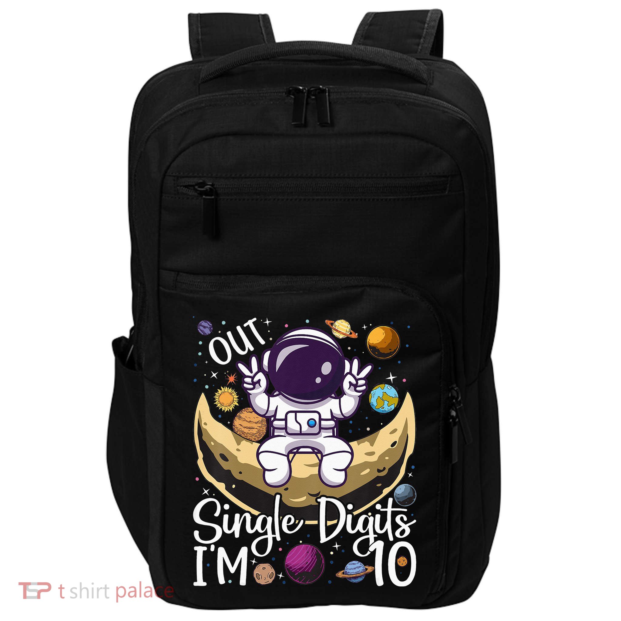 Peace Out Single Digits I'm 10 Years Old Birthday Astronaut Impact Tech Backpack