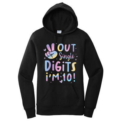 Peace Out Single Digits I'm 10 Year Old Birthday Women's Pullover Hoodie