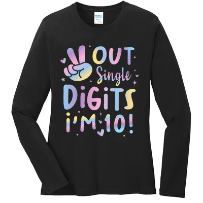 Peace Out Single Digits I'm 10 Year Old Birthday Ladies Long Sleeve Shirt