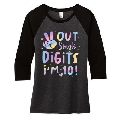 Peace Out Single Digits I'm 10 Year Old Birthday Women's Tri-Blend 3/4-Sleeve Raglan Shirt