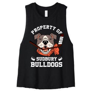 Property Of Sudbury Bulldog Funny Women's Racerback Cropped Tank