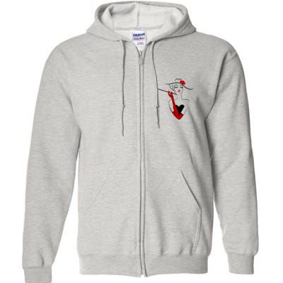 Posh Lady Smoking Cigarette Holder Full Zip Hoodie