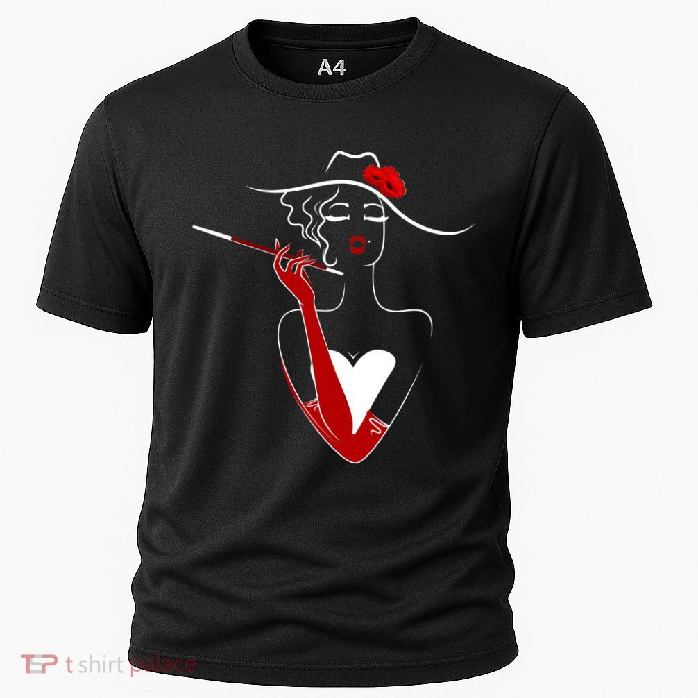 Posh Lady Smoking Cigarette Holder Cooling Performance Crew T-Shirt