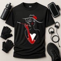 Posh Lady Smoking Cigarette Holder Cooling Performance Crew T-Shirt