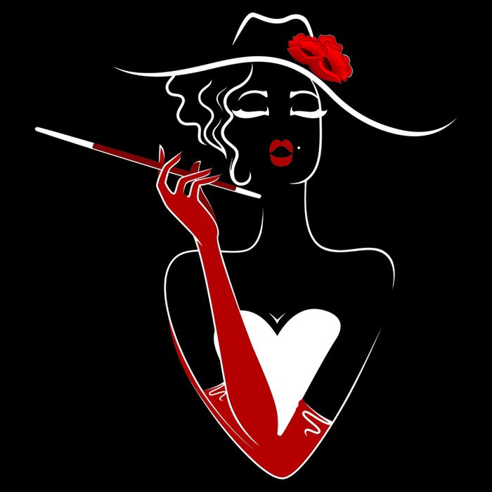 Posh Lady Smoking Cigarette Holder Cooling Performance Crew T-Shirt