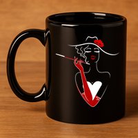 Posh Lady Smoking Cigarette Holder 11oz C Handle Ceramic Mug