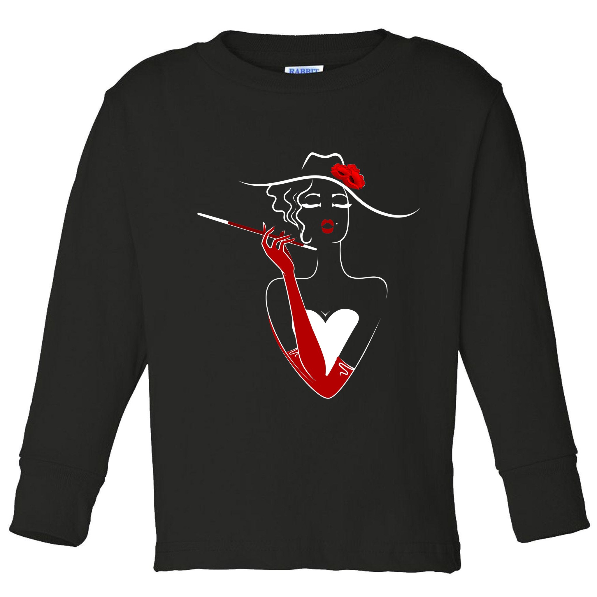 Posh Lady Smoking Cigarette Holder Toddler Long Sleeve Shirt