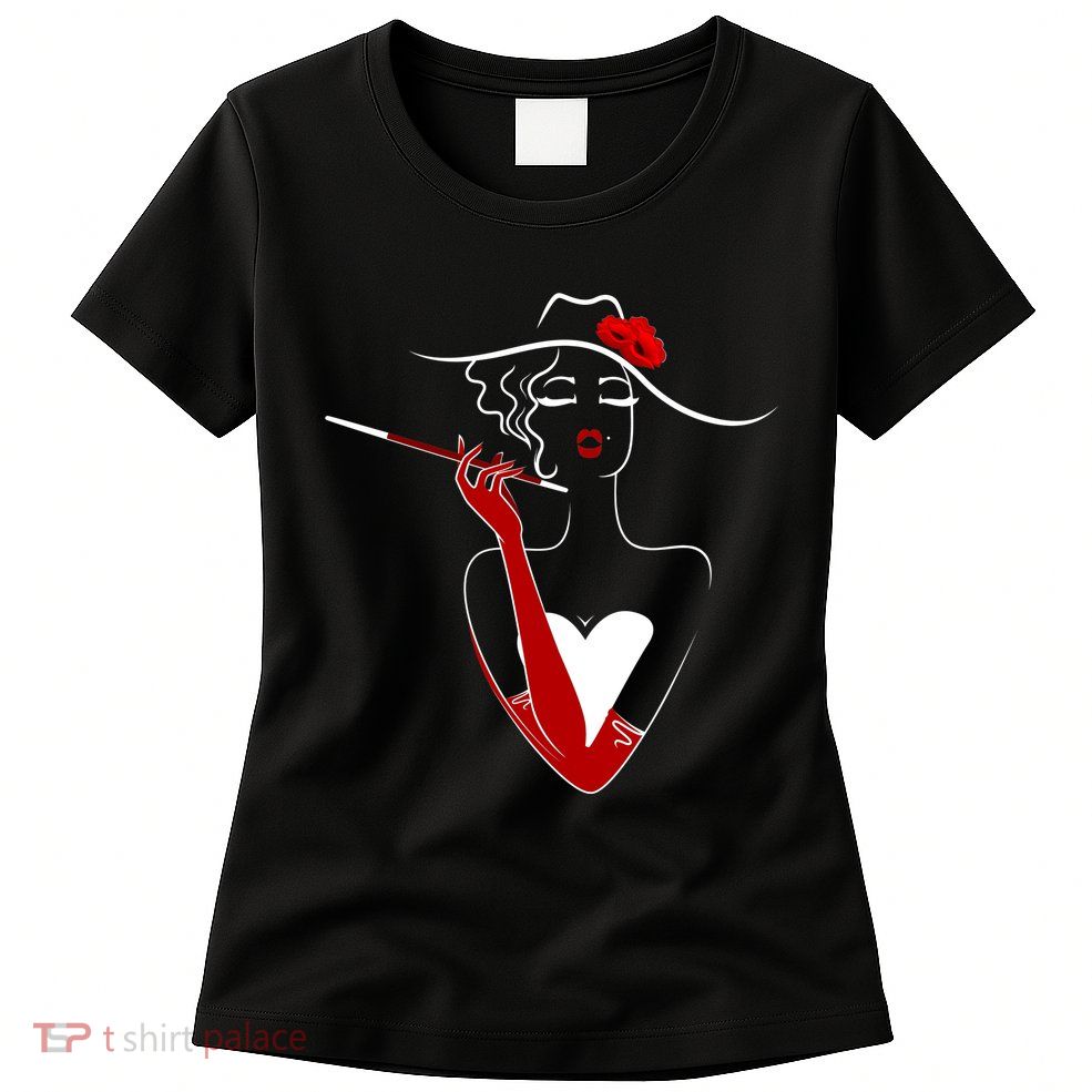 Posh Lady Smoking Cigarette Holder Womens T-Shirt