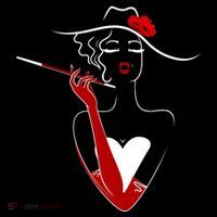 Posh Lady Smoking Cigarette Holder Womens T-Shirt