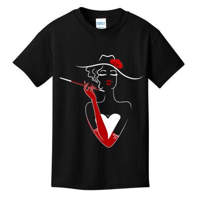 Posh Lady Smoking Cigarette Holder Kids T-Shirt
