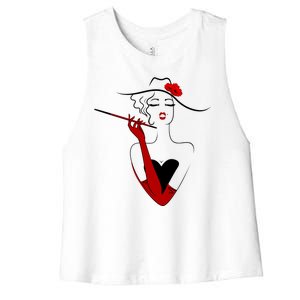 Posh Lady Smoking Cigarette Holder Women's Racerback Cropped Tank