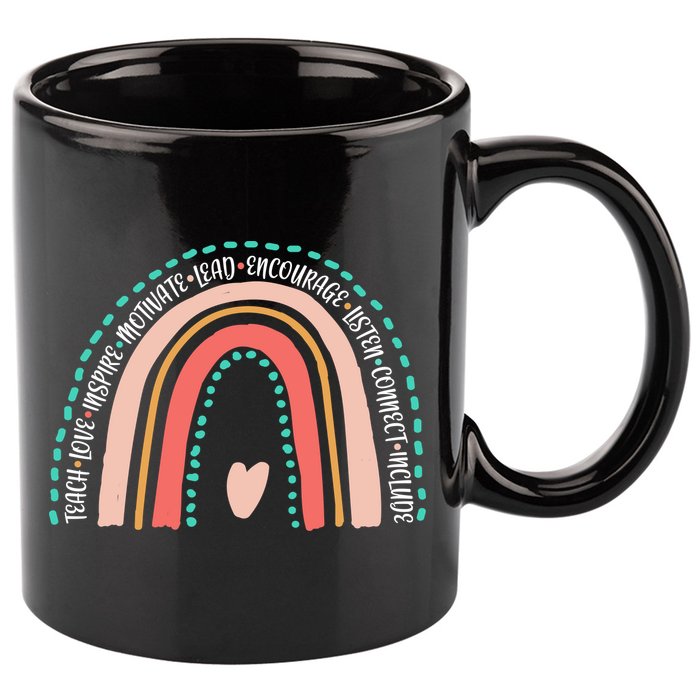 Positive Teacher Inspire Rainbow 11oz C Handle Ceramic Mug