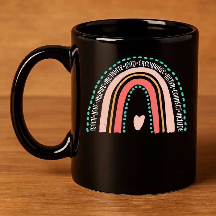 Positive Teacher Inspire Rainbow 11oz C Handle Ceramic Mug