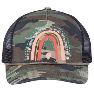 Positive Teacher Inspire Rainbow Retro Rope Trucker Hat Cap