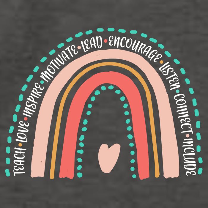 Positive Teacher Inspire Rainbow Vector Backpack