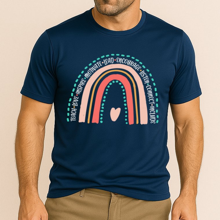 Positive Teacher Inspire Rainbow Cooling Performance Crew T-Shirt