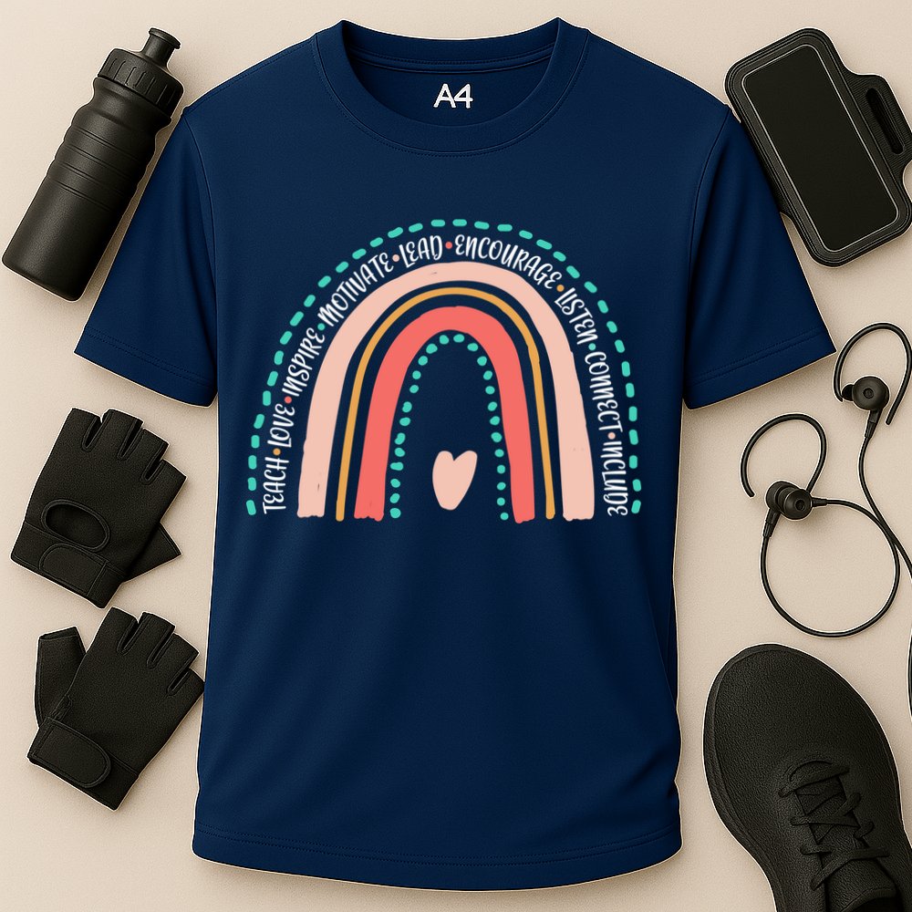 Positive Teacher Inspire Rainbow Cooling Performance Crew T-Shirt