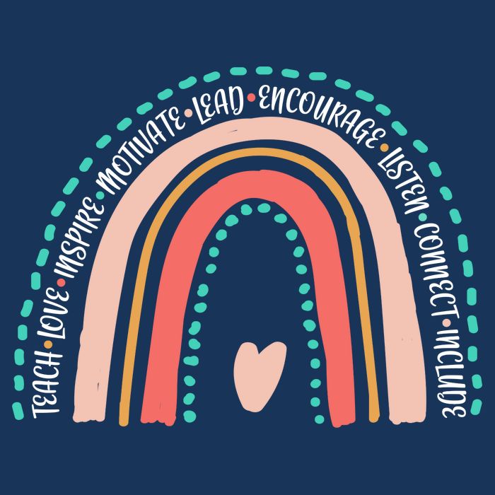 Positive Teacher Inspire Rainbow Cooling Performance Crew T-Shirt