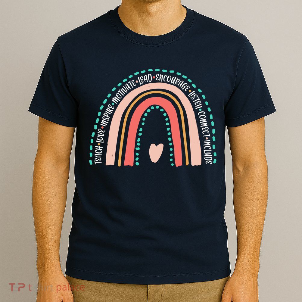Positive Teacher Inspire Rainbow T-Shirt