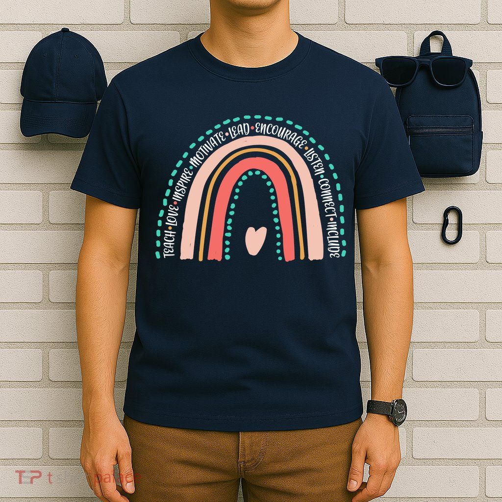 Positive Teacher Inspire Rainbow T-Shirt
