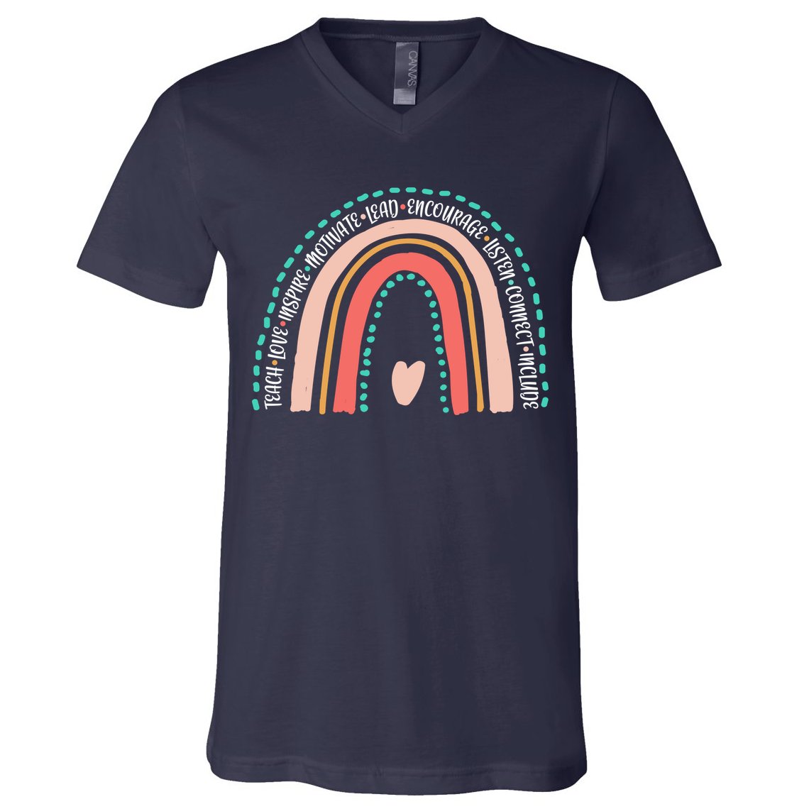 Positive Teacher Inspire Rainbow V-Neck T-Shirt