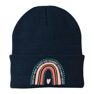 Positive Teacher Inspire Rainbow Knit Cap Winter Beanie