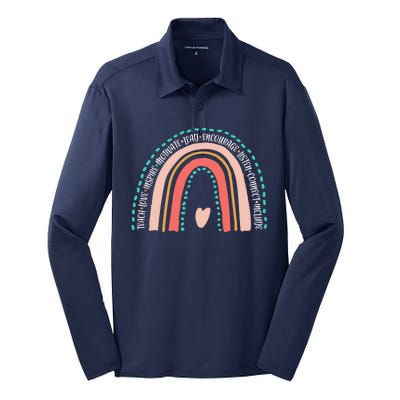 Positive Teacher Inspire Rainbow Silk Touch Performance Long Sleeve Polo