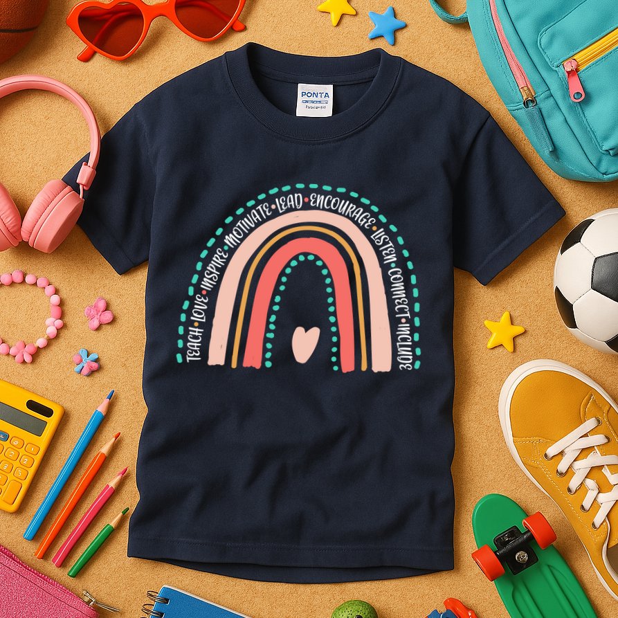 Positive Teacher Inspire Rainbow Kids T-Shirt