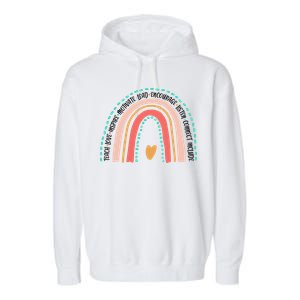 Positive Teacher Inspire Rainbow Garment-Dyed Fleece Hoodie