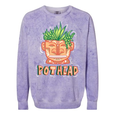 Pot Head Funny Colorblast Crewneck Sweatshirt