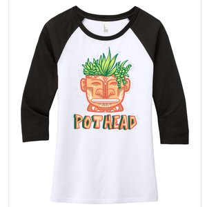 Pot Head Funny Women's Tri-Blend 3/4-Sleeve Raglan Shirt