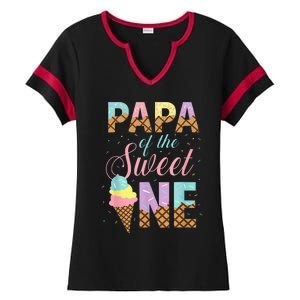 Papa Of The Sweet One Ice Cream 1st First Birthday Family Ladies Halftime Notch Neck Tee