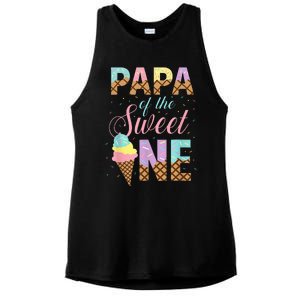 Papa Of The Sweet One Ice Cream 1st First Birthday Family Ladies PosiCharge Tri-Blend Wicking Tank