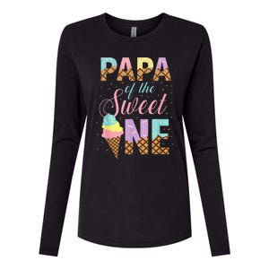 Papa Of The Sweet One Ice Cream 1st First Birthday Family Womens Cotton Relaxed Long Sleeve T-Shirt