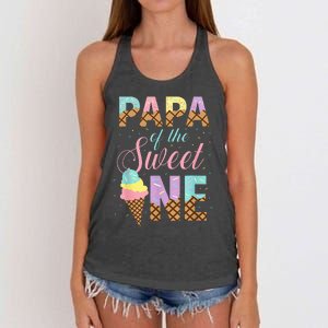 Papa Of The Sweet One Ice Cream 1st First Birthday Family Women's Knotted Racerback Tank