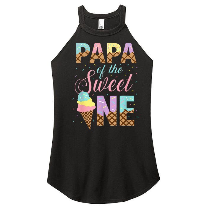 Papa Of The Sweet One Ice Cream 1st First Birthday Family Women's Perfect Tri Rocker Tank