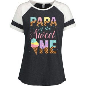 Papa Of The Sweet One Ice Cream 1st First Birthday Family Enza Ladies Jersey Colorblock Tee