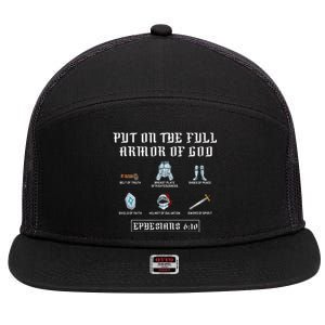 Put On The Full Armor Of God Funny Saying Christian 7 Panel Mesh Trucker Snapback Hat