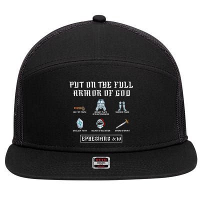 Put On The Full Armor Of God Funny Saying Christian 7 Panel Mesh Trucker Snapback Hat