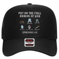 Put On The Full Armor Of God Funny Saying Christian High Crown Mesh Back Trucker Hat