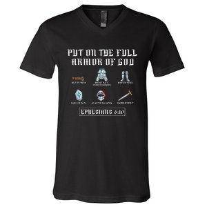 Put On The Full Armor Of God Funny Saying Christian V-Neck T-Shirt