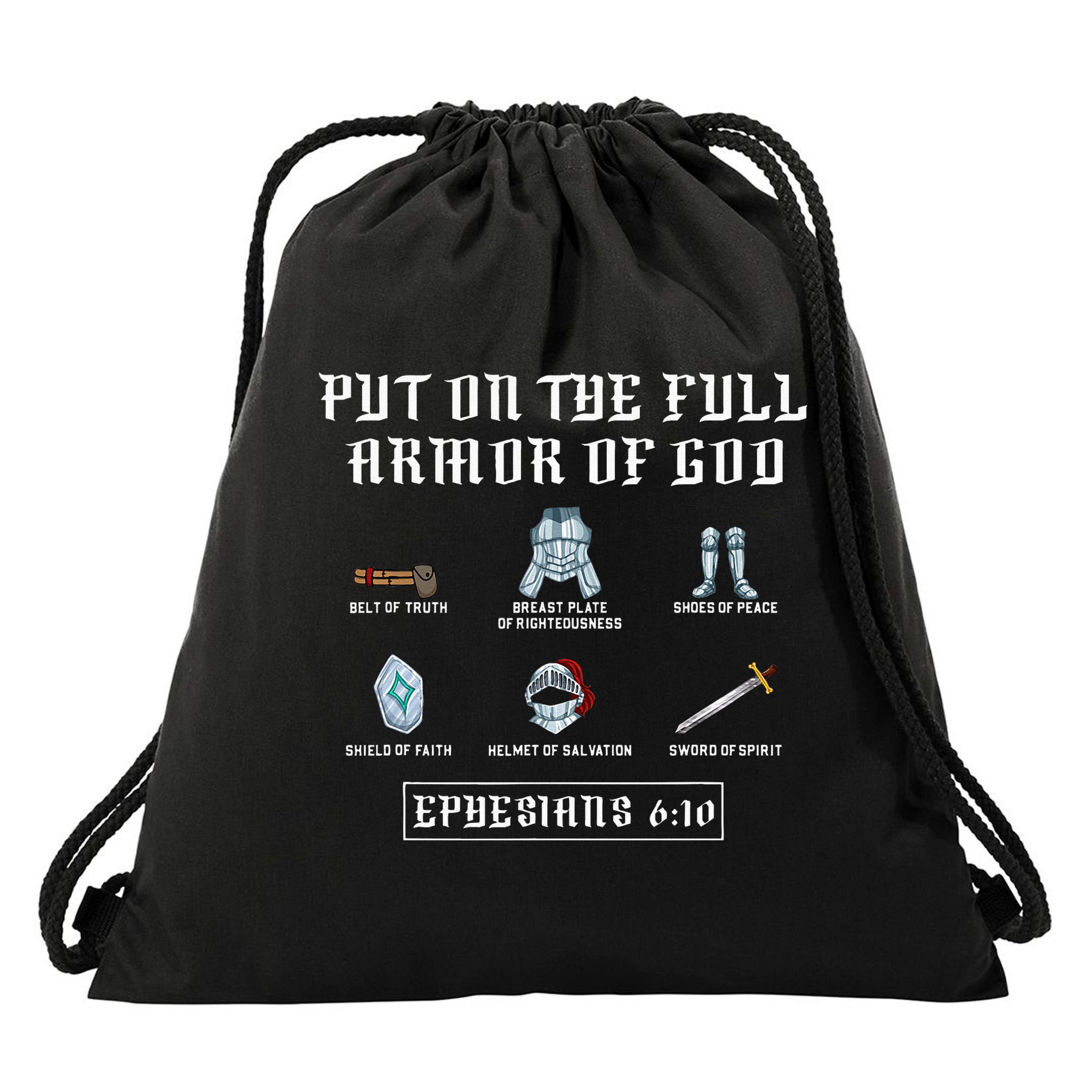 Put On The Full Armor Of God Funny Saying Christian Drawstring Bag